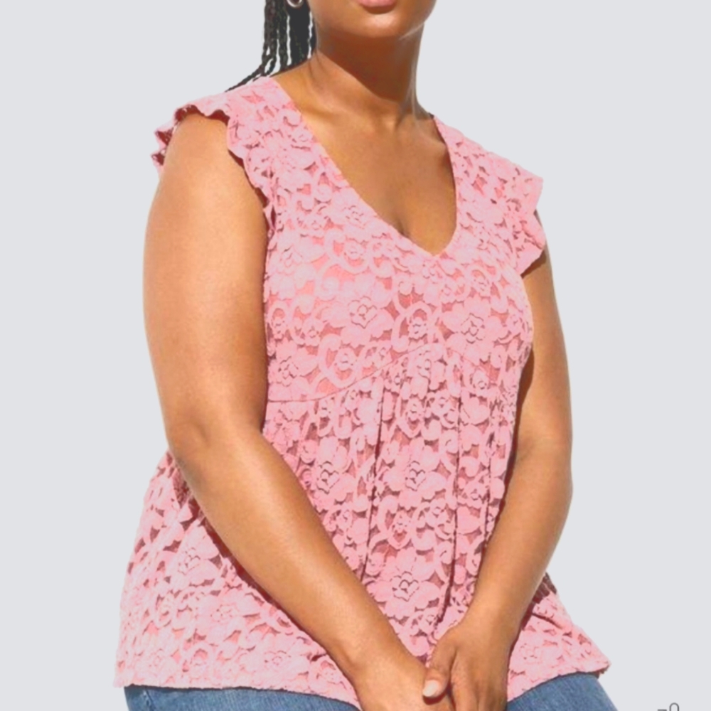Torrid Pink Lace babydoll Sleeveless Top sz 1 or 14/16 Nwt